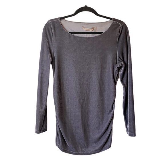 Soft Surroundings Velvety Grey Ruched Long Sleeve Top Size Small - Picture 1 of 9